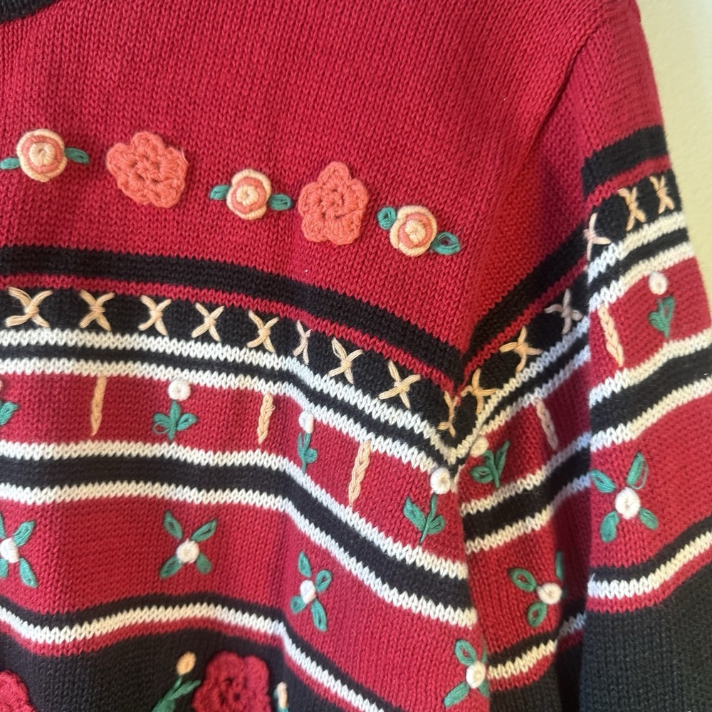 BFA XL Cardigan, embroidered flowers, multicolored, arty, art to wear, classic - Picture 4 of 10